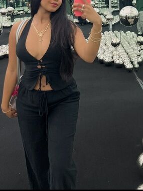 Princess Polly Black Halter Top and Pants Set